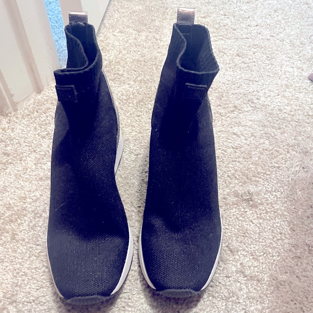Michael Kors Skyler Metallic Stretch Knit Sock Boot